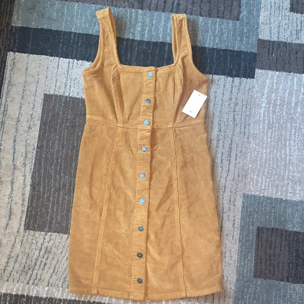 NWT Brown/Caramel Colored Corduroy Button Down Dress